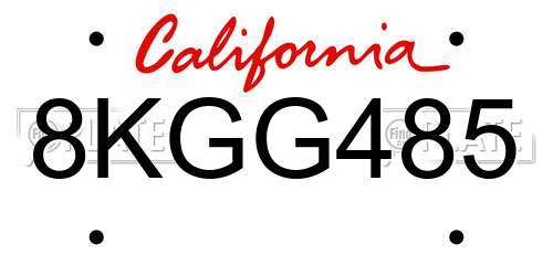 8KGG485 California License Plate