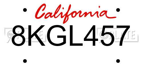 8KGL457 California License Plate