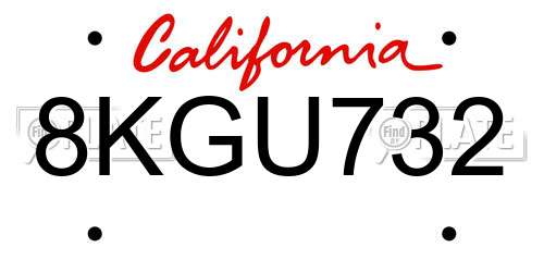 8KGU732 California License Plate