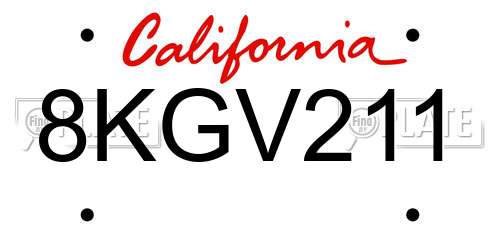 8KGV211 California License Plate