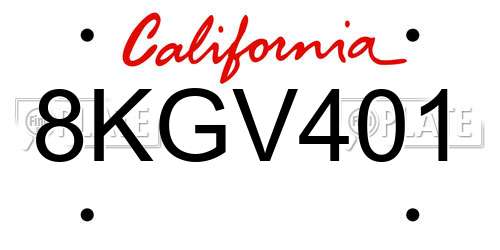 8KGV401 California License Plate