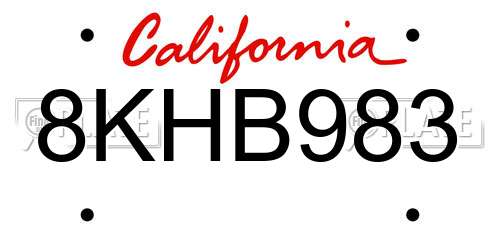 8KHB983 California License Plate