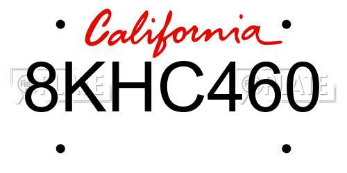 8KHC460 California License Plate