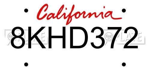 8KHD372 California License Plate