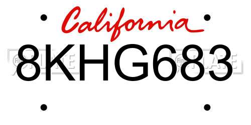 8KHG683 California License Plate