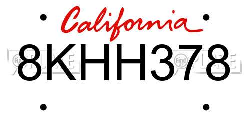 8KHH378 California License Plate