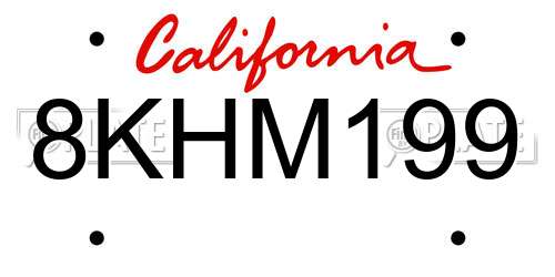 8KHM199 California License Plate