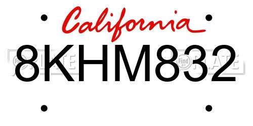 8KHM832 California License Plate
