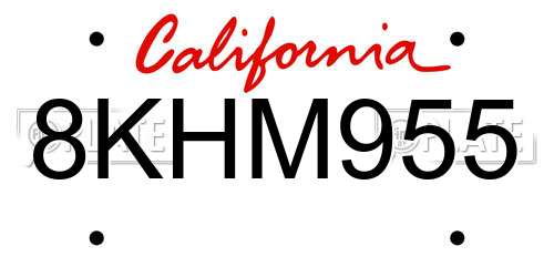 8KHM955 California License Plate