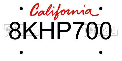8KHP700 California License Plate