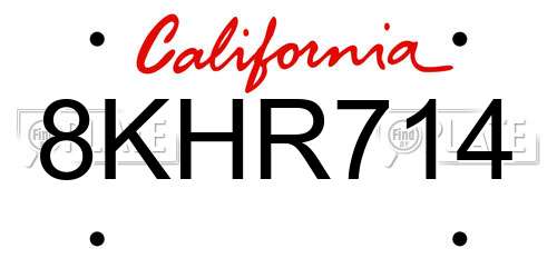 8KHR714 California License Plate