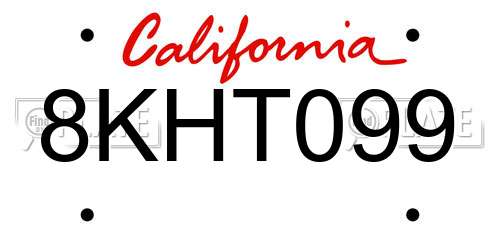 8KHT099 California License Plate