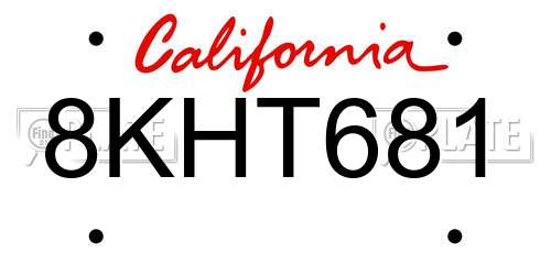 8KHT681 California License Plate