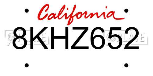 8KHZ652 California License Plate