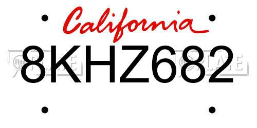 8KHZ682 California License Plate