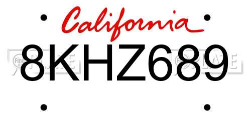 8KHZ689 California License Plate