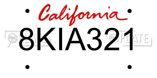 8KIA321 California License Plate