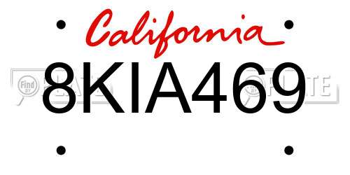 8KIA469 California License Plate