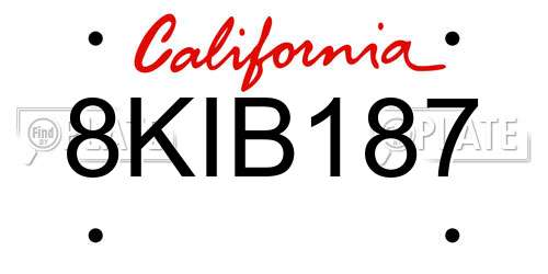 8KIB187 California License Plate