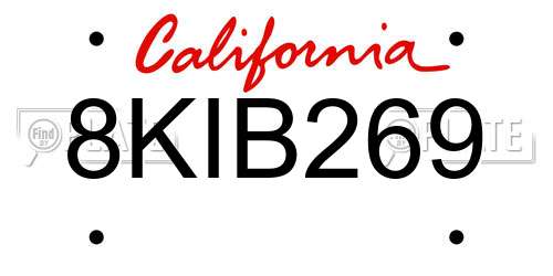 8KIB269 California License Plate
