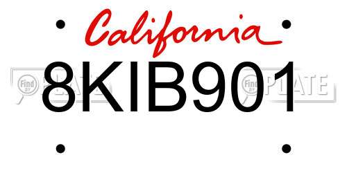 8KIB901 California License Plate