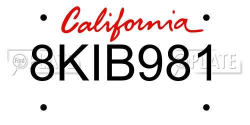 8KIB981 California License Plate