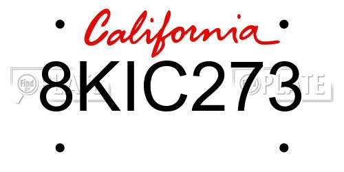 8KIC273 California License Plate