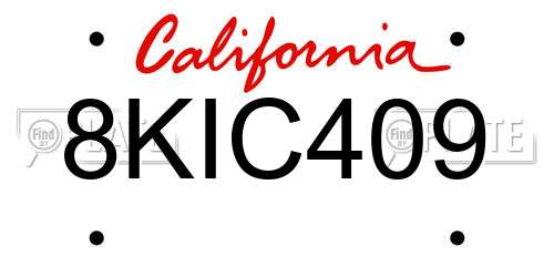 8KIC409 California License Plate
