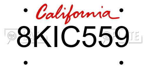 8KIC559 California License Plate