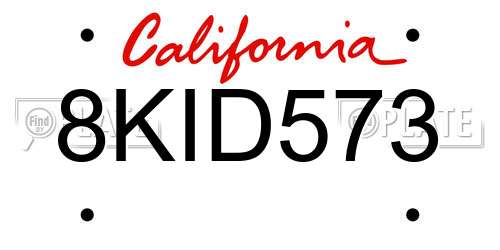 8KID573 California License Plate