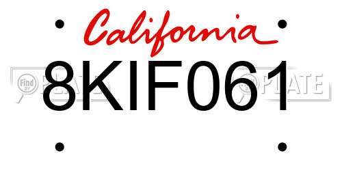 8KIF061 California License Plate