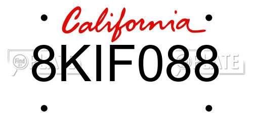 8KIF088 California License Plate