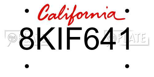8KIF641 California License Plate