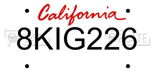 8KIG226 California License Plate