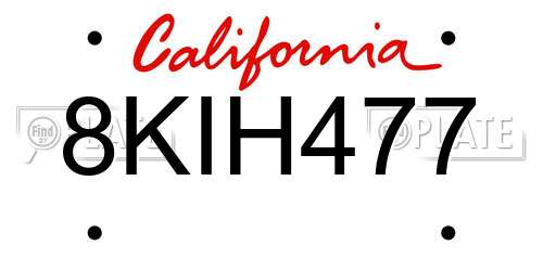 8KIH477 California License Plate