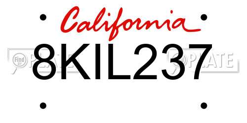 8KIL237 California License Plate