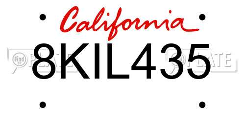 8KIL435 California License Plate