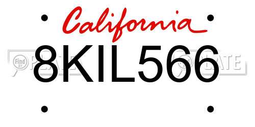 8KIL566 California License Plate