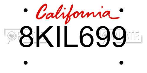 8KIL699 California License Plate