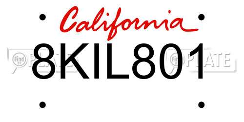 8KIL801 California License Plate