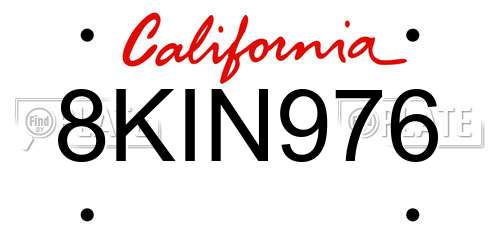 8KIN976 California License Plate