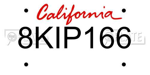8KIP166 California License Plate