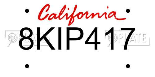 8KIP417 California License Plate