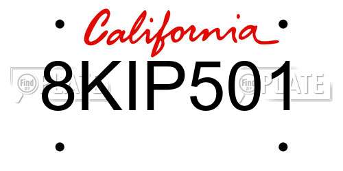 8KIP501 California License Plate