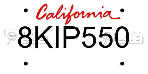 8KIP550 California License Plate