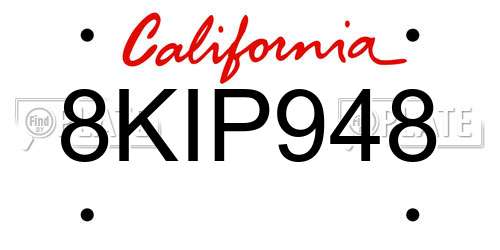 8KIP948 California License Plate
