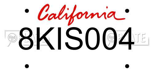 8KIS004 California License Plate