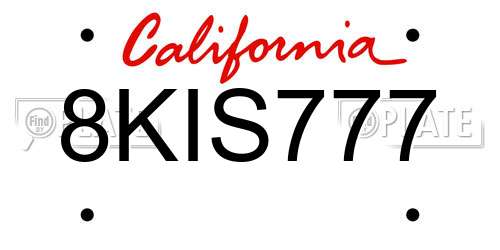 8KIS777 California License Plate
