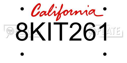 8KIT261 California License Plate