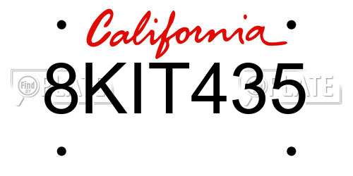 8KIT435 California License Plate